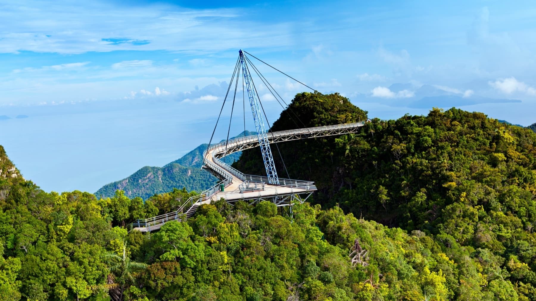 Langkawi Sky Bridge curving above the Andaman rainforest canopy